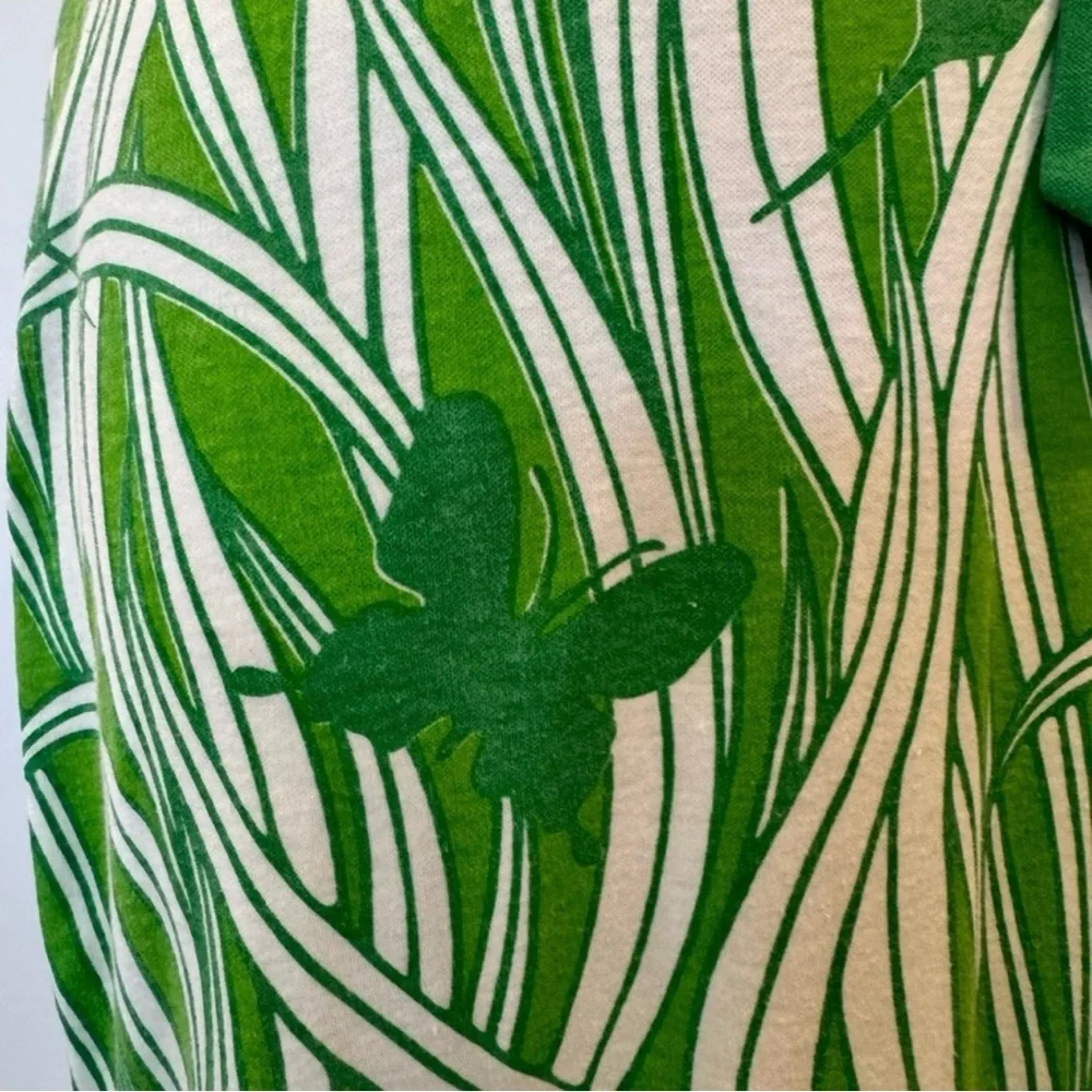 Miss Shaheen Vintage Hawaiian Butterfly Print Green Maxi Dress Column Gown 10 - Picture 5 of 12